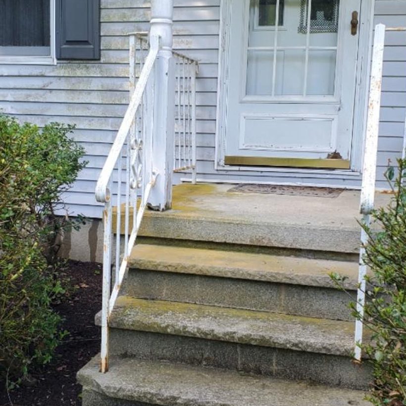 Front steps and concrete cleaning, before