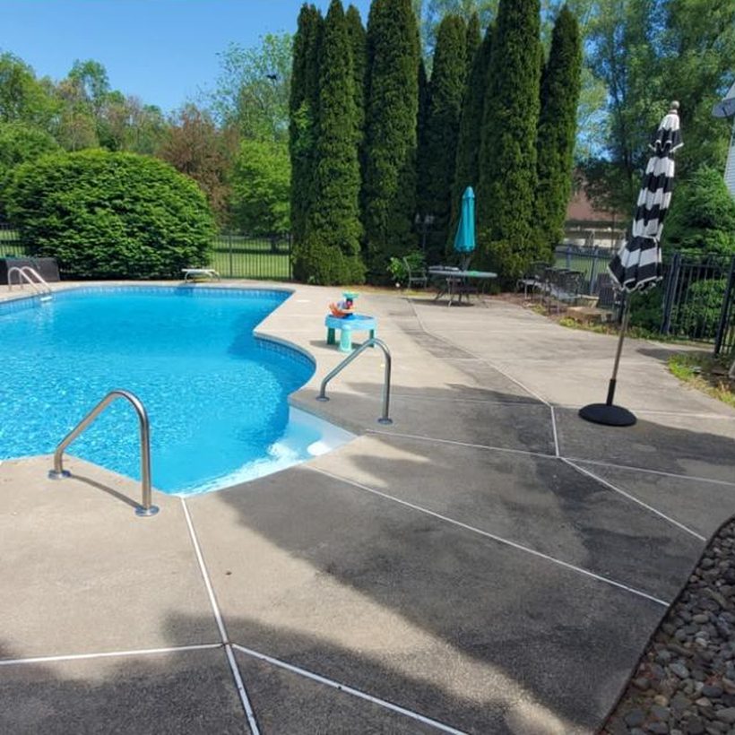Pool deck and concrete cleaning, before