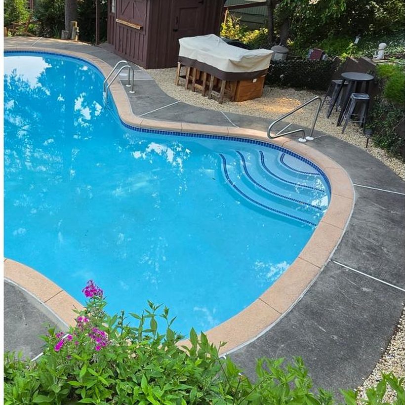 Pool patio cleaning, before